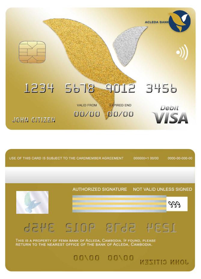 Cambodia Acleda bank visa card